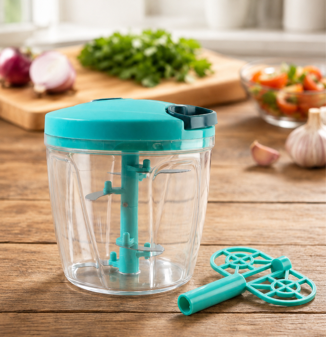 JUGADU GENIUS Premium Manual Vegetable Chopper - Pull Cord Handy Chopper with Steel Blades