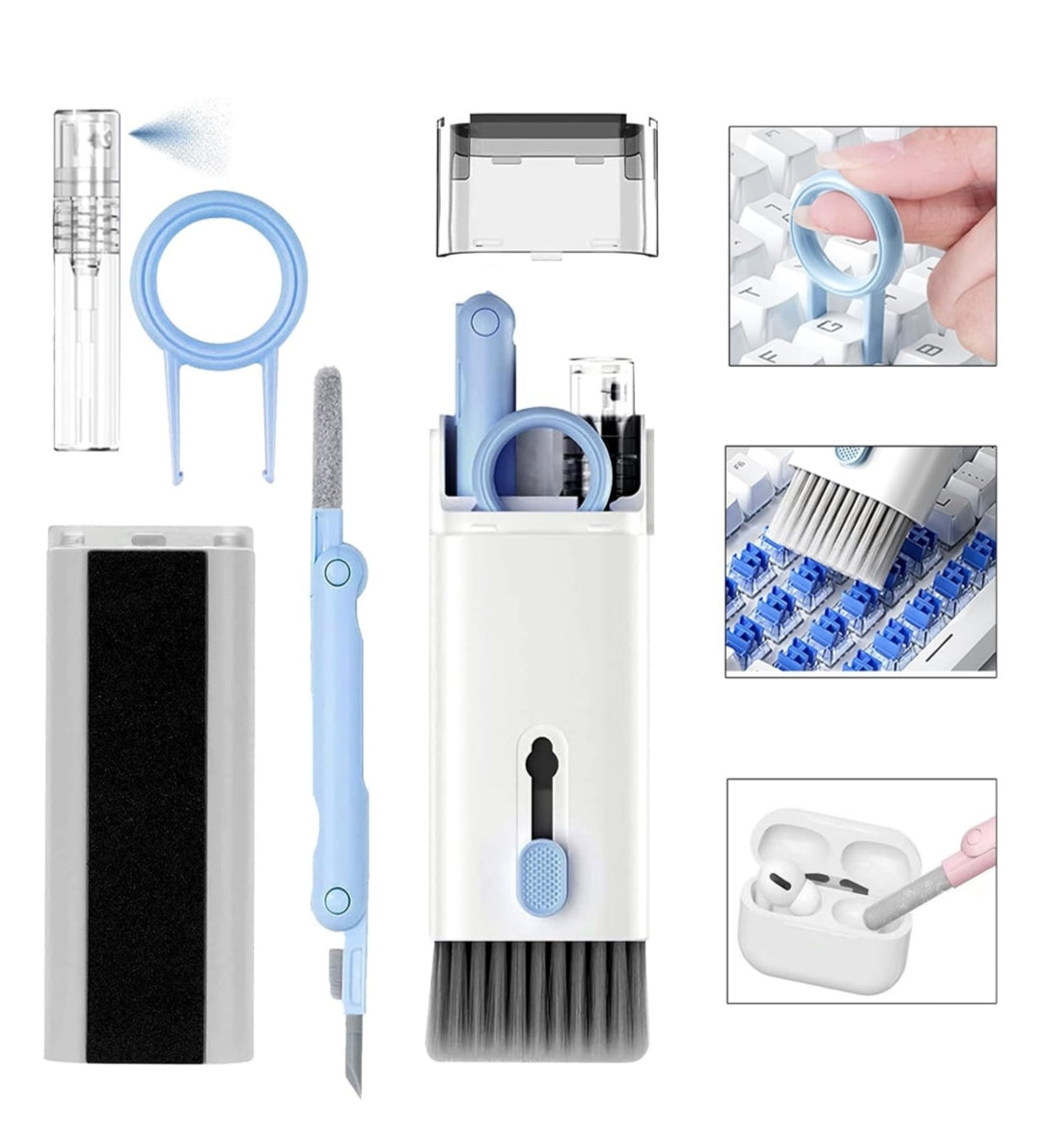 JUGADU GENIUS Premium 7-in-1 Electronic Cleaning Kit - Multipurpose Brush for Mobile, Laptop, Keyboard & Earphones