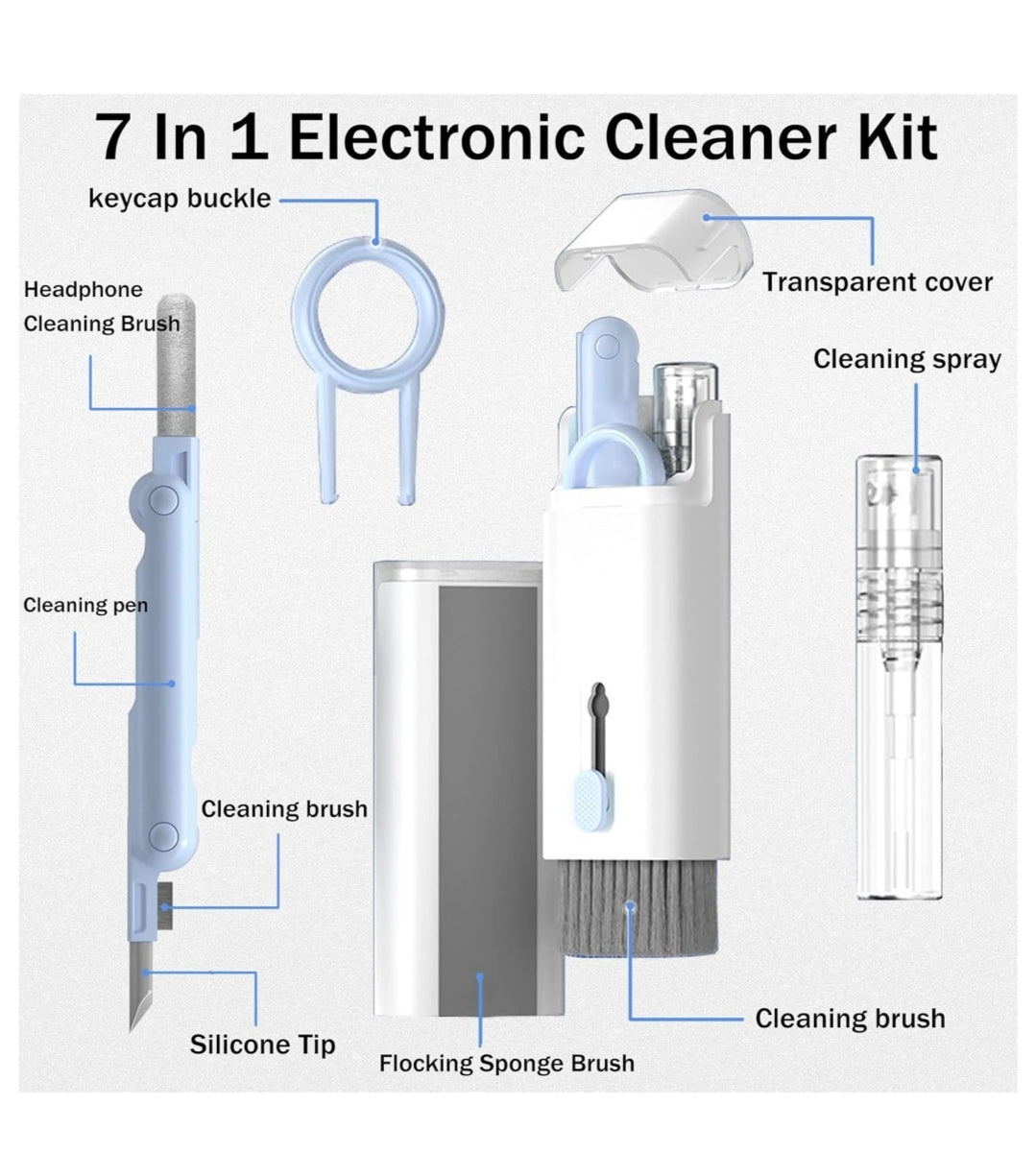 JUGADU GENIUS Premium 7-in-1 Electronic Cleaning Kit - Multipurpose Brush for Mobile, Laptop, Keyboard & Earphones