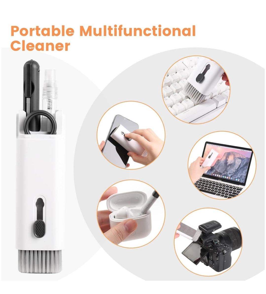 JUGADU GENIUS Premium 7-in-1 Electronic Cleaning Kit - Multipurpose Brush for Mobile, Laptop, Keyboard & Earphones
