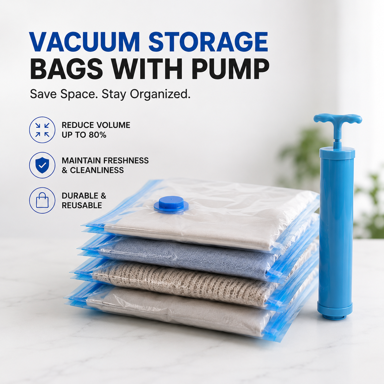 Premium Vacuum Storage Bags (Pack of 5) - 60% OFF Today!