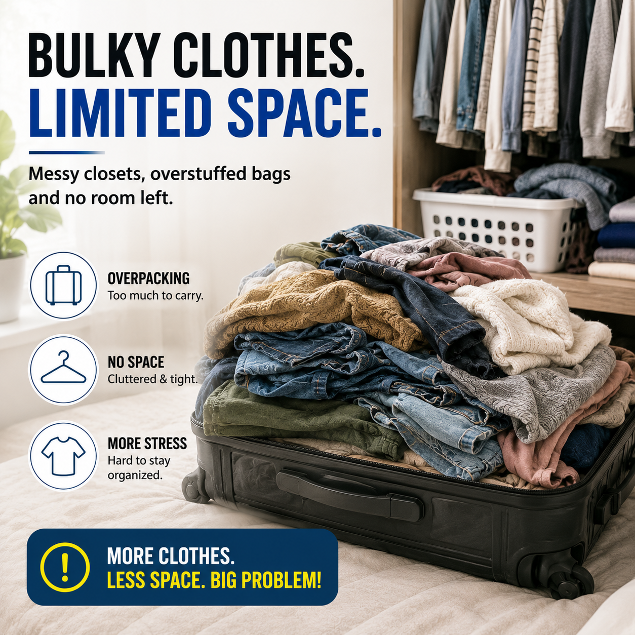Premium Space Saving Vacuum Storage Bags for Clothes & Blankets (Pack of 5)