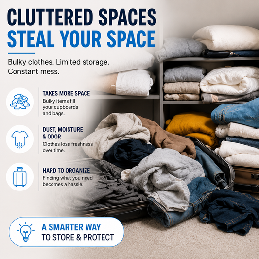 Premium Space Saving Vacuum Storage Bags for Clothes & Blankets (Pack of 5)